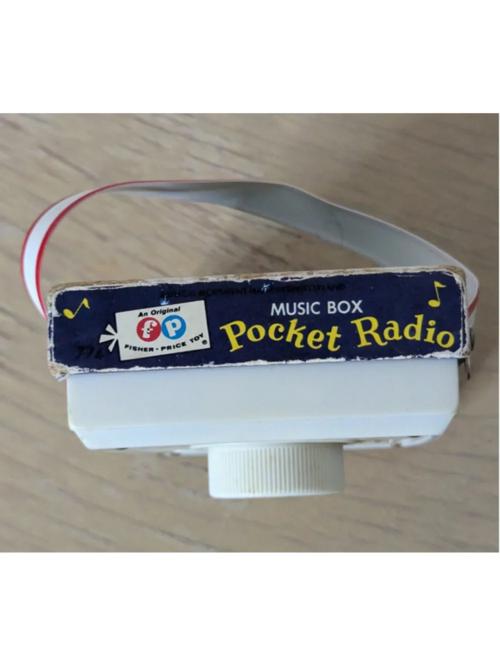 Vintage Fisher-Price Music Box Pocket Radio Toy White Blue Works